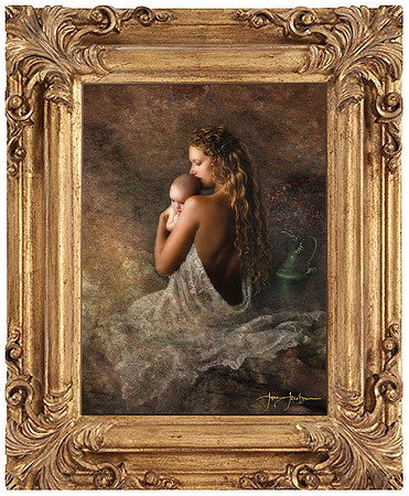 Renaissance-style Mother and Child portrait in gold frame