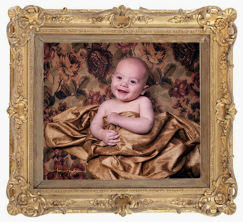 Baby on Tapestry with Silk